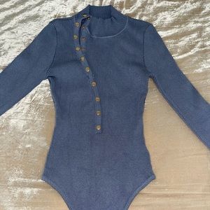 Women’s Clothing, Bodysuit, Top, Shirt, Buttons, Gold Hardware